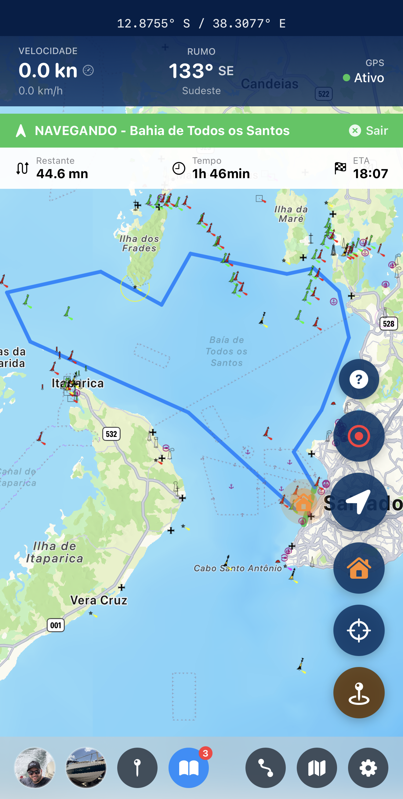 Navegue App - Tela de navegação